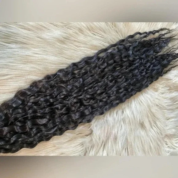 Kinky Curly Hair Natural Black weft extension synthetic 28” - Picture 3 of 5